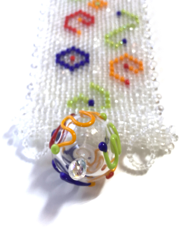 Clear & Color Glass Beaded Bracelet